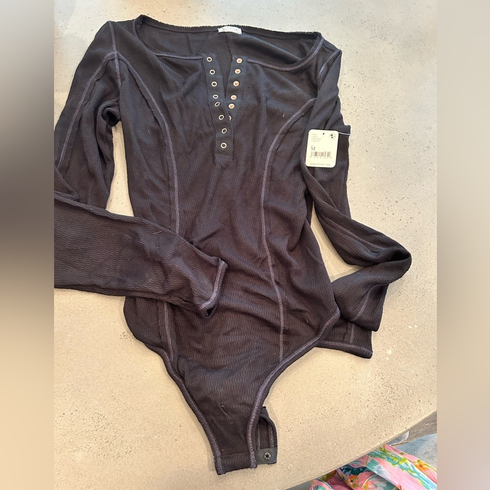 NWT Free People Intimately Black Bodysuit